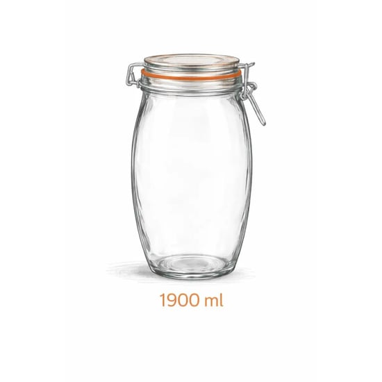 WDMT Weckpotten 1900 ml set van 6 – extra grote glazen voorraadpotten met - Image 2