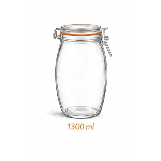 WDMT Weckpotten 1300 ml set van 6 – extra grote glazen voorraadpotten met - Image 3