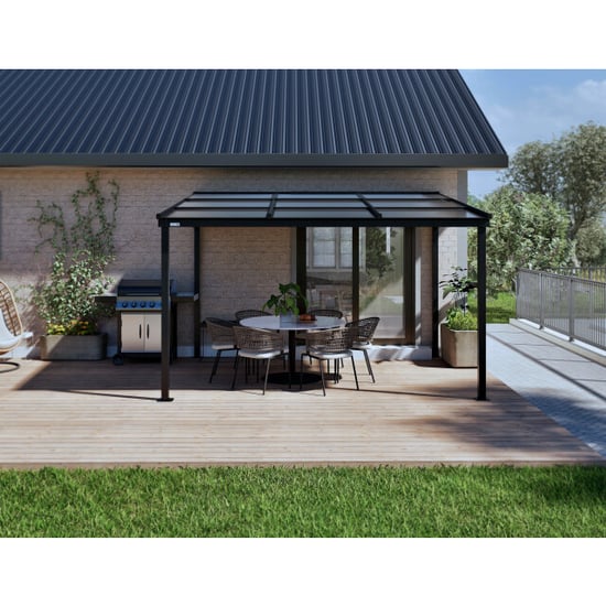 Sojag Budavar aluminium terrasoverkapping met lamellendak met gordijnen en - Image 4