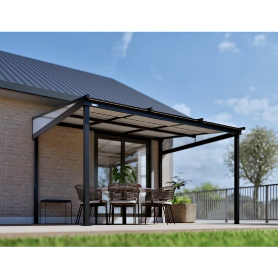 Sojag Budavar aluminium terrasoverkapping met lamellendak met gordijnen en - Image 5