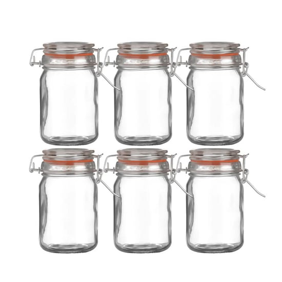 WDMT Weckpotjes 250 ml set van 6 – luchtdichte glazen voorraadpotjes met - Image 1