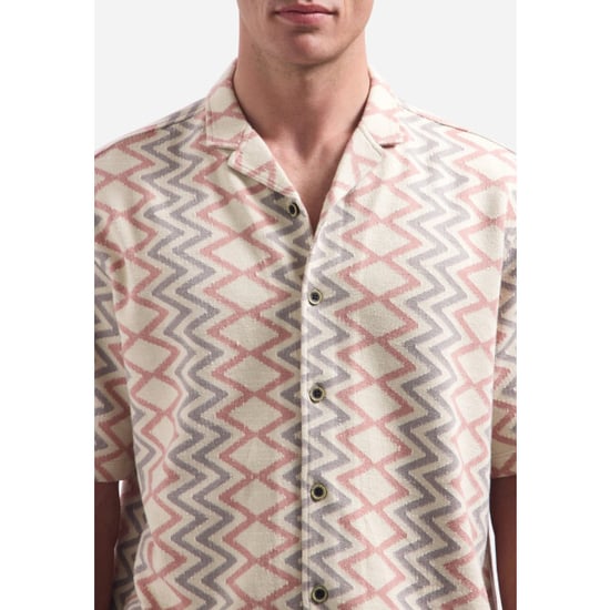 No Excess Shirt short sleeve jacquard zigzag coral - Image 4