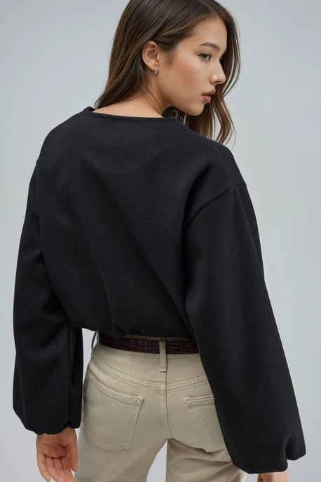 Korte Gabardine Jacket met Rits en Zak - Image 4