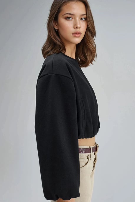 Korte Gabardine Jacket met Rits en Zak - Image 6