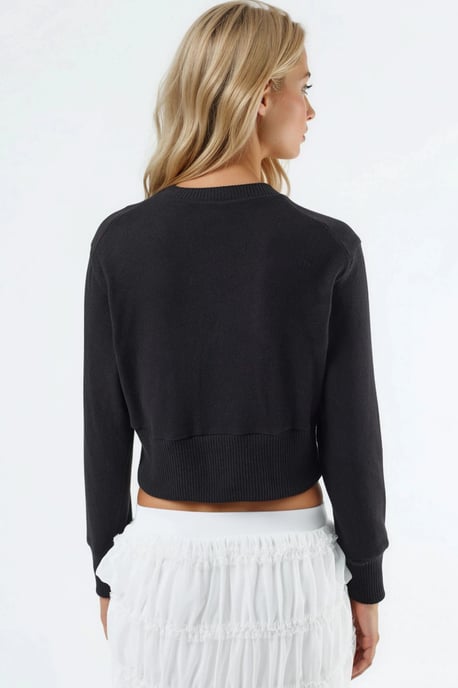 Casual Crew Neck Gebuttonde Crop Jasje - Image 4
