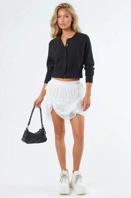 Casual Crew Neck Gebuttonde Crop Jasje - Image 5