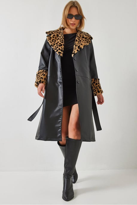 Nepleren Leeuwenkruid Trenchcoat met Sjaalkraag - Image 1