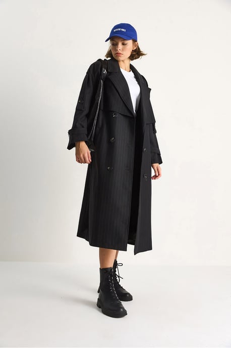 Katoenen Midi Trenchcoat met Dubbele Knopenclosure - Image 2