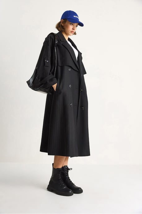 Katoenen Midi Trenchcoat met Dubbele Knopenclosure - Image 4