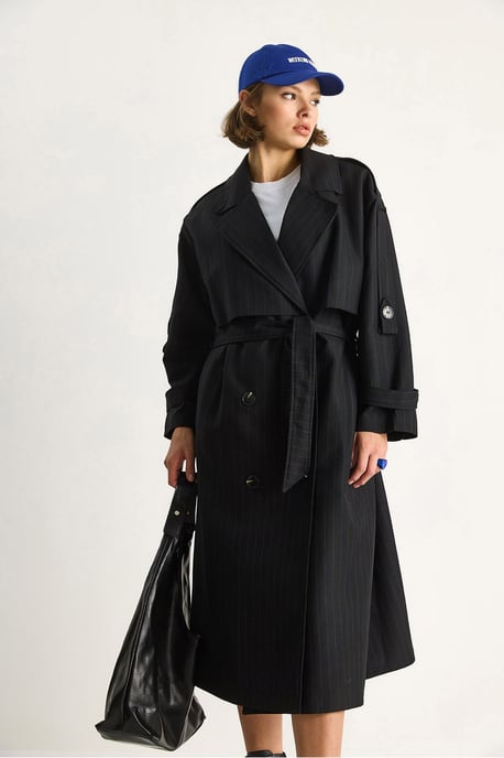 Katoenen Midi Trenchcoat met Dubbele Knopenclosure - Image 6