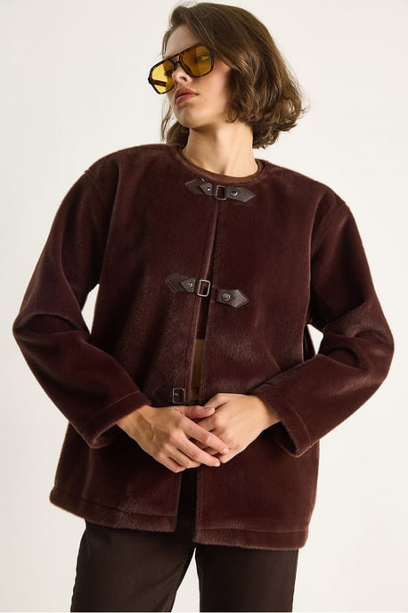 Gestructureerde Gabardine Buttoned Coat met Jacketkraag - Image 4