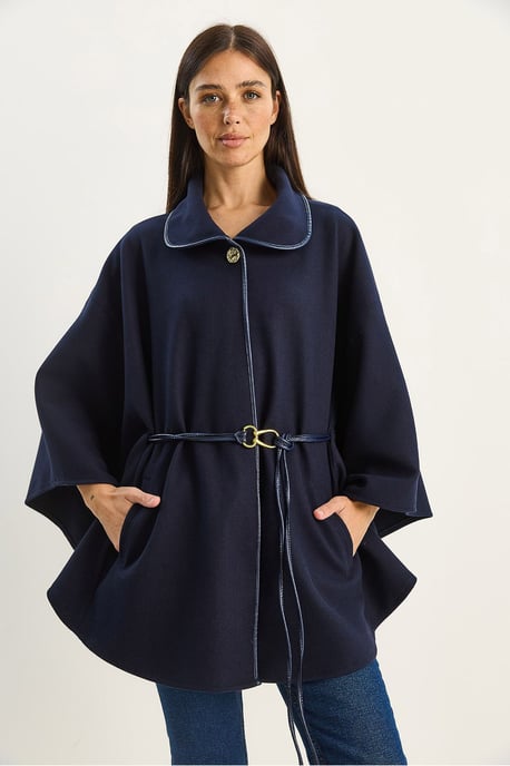 Oversized Textuurd Wolmix Overjas met Jacquardkraag - Image 2
