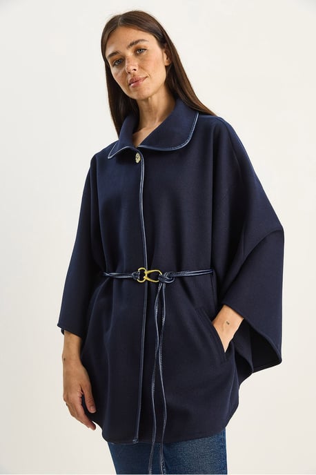 Oversized Textuurd Wolmix Overjas met Jacquardkraag - Image 4