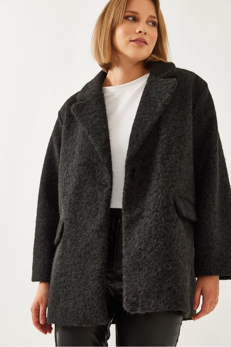 Oversized Pluche Jas met Sjaalkraag en Zak - Image 3