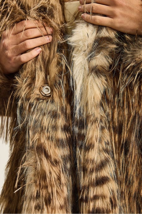 Oversized leopardmönstrad fuskpälsjacka - Image 5