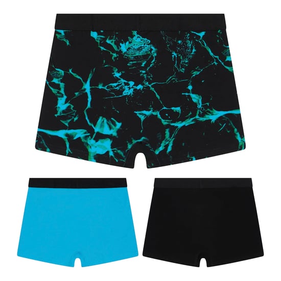 3 Pack Boys Boxers Black, Turquoise & Pool Print Soft Breathable Underwear - Image 2