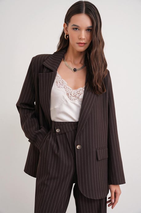 Gestreepte Oversized Blazer - Image 3