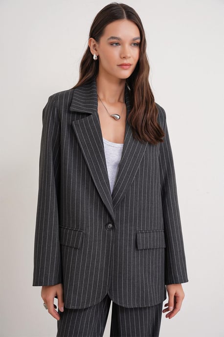 Gestreepte Oversized Blazer - Image 4