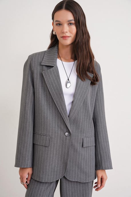 Gestreepte Oversized Blazer - Image 1