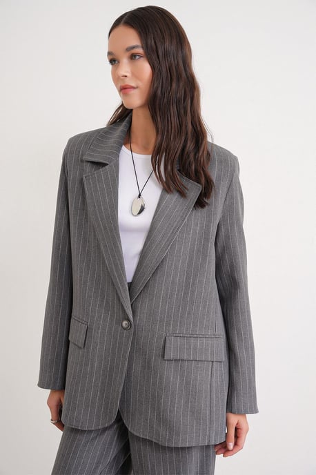 Gestreepte Oversized Blazer - Image 4