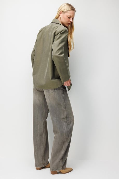 Linnen Blazer Jacket met Sjaal Detail - Image 4