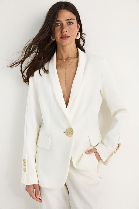 Lange Faux Leer Blazer met Sjaalkraag - Image 1