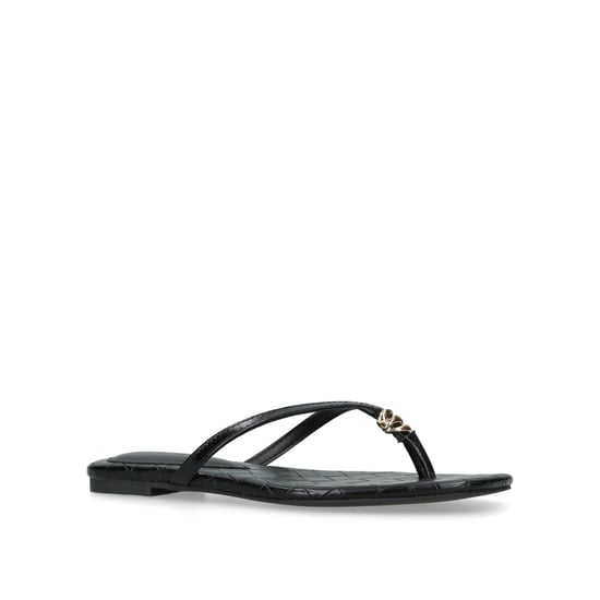 Leather Maliyah Black Sandals - Image 4