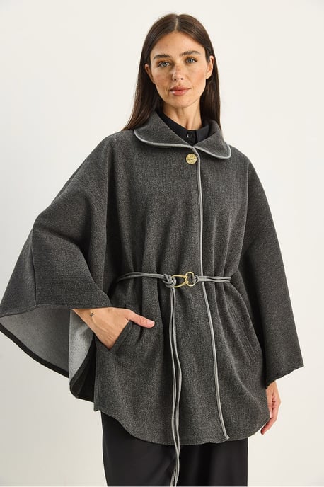 Oversized Textured Wolmix Overjas met Jasje Kraag - Image 2
