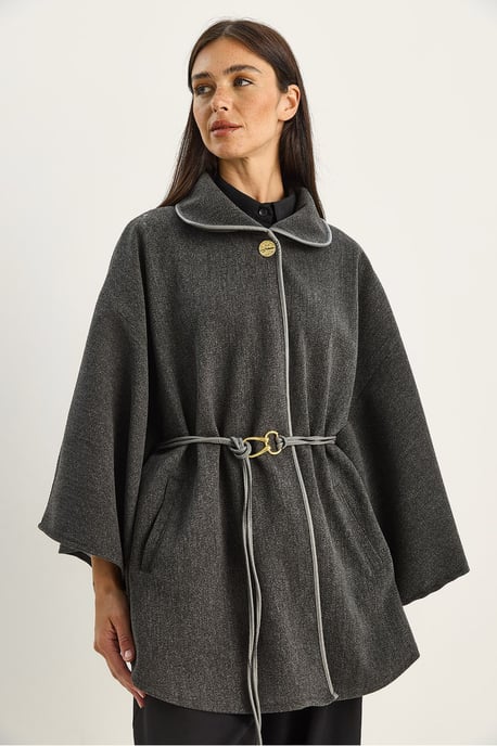 Oversized Textured Wolmix Overjas met Jasje Kraag - Image 3