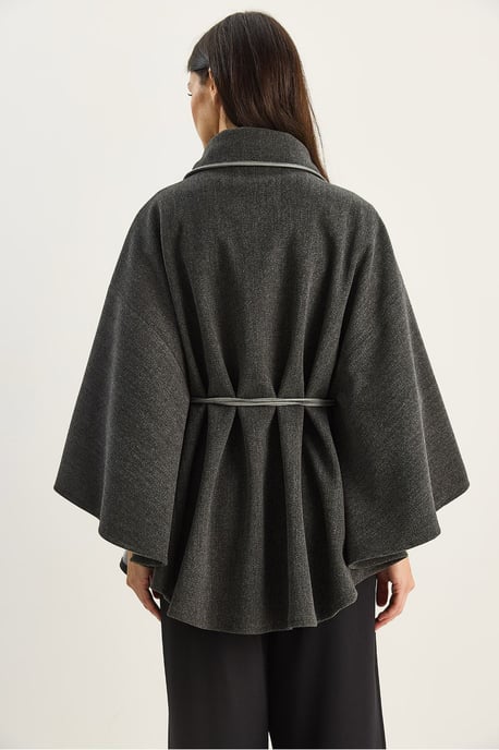 Oversized Textured Wolmix Overjas met Jasje Kraag - Image 6