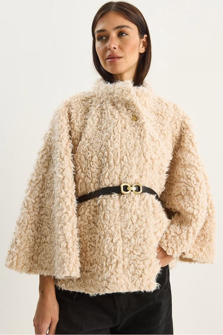 Oversize Plush Coat with Jacket Collar - Image 1