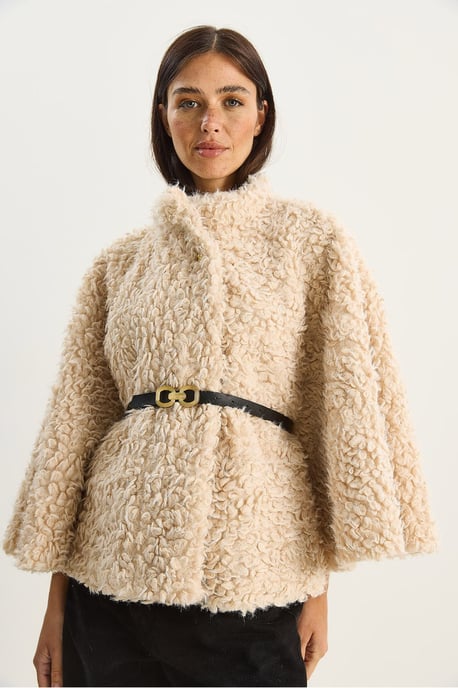 Oversize Plush Coat with Jacket Collar - Image 3