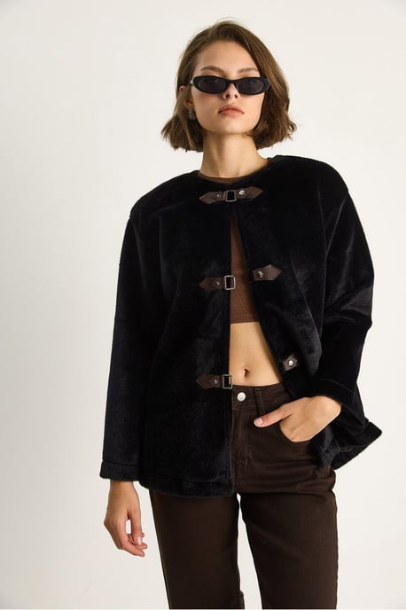 Gestructureerde Gabardine Buttoned Coat met Jacketkraag - Image 2