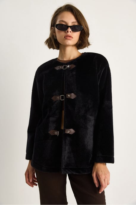 Gestructureerde Gabardine Buttoned Coat met Jacketkraag - Image 4