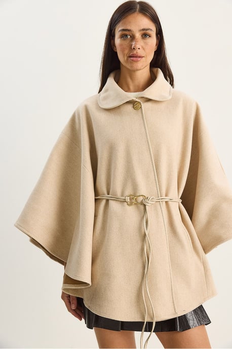 Oversized Textured Wolmix Overjas met Jasje Kraag - Image 5