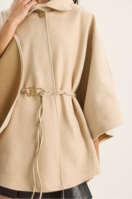 Oversized Textured Wolmix Overjas met Jasje Kraag - Image 6