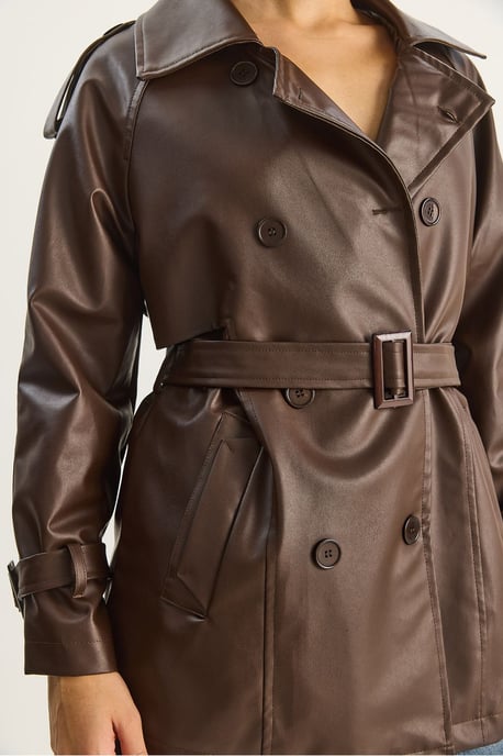 Dubbelzijdige neplederen trenchcoat - Image 6