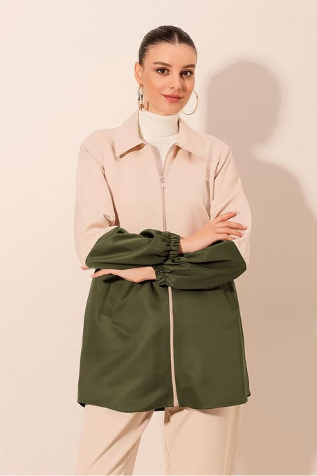 Färgglad Trench Coat med Dragkedja - Image 1
