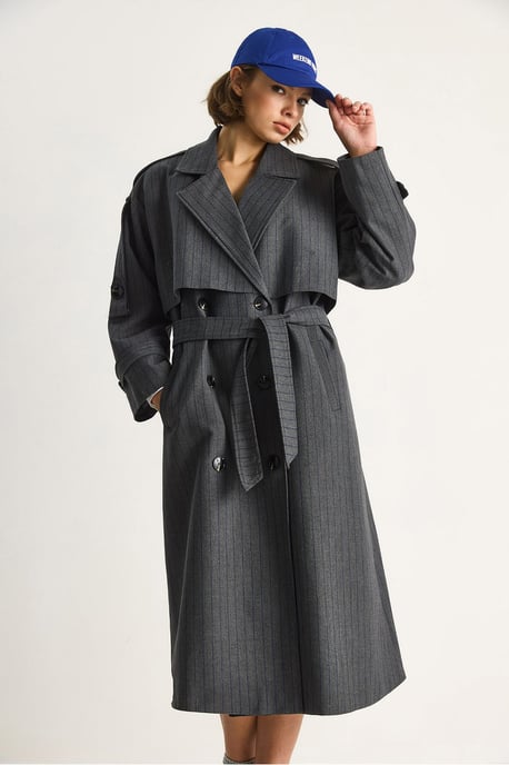 Katoenen Midi Trenchcoat met Dubbele Knopen Sluiting - Image 5
