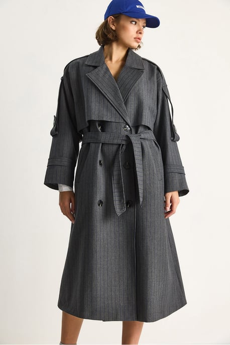 Katoenen Midi Trenchcoat met Dubbele Knopen Sluiting - Image 6