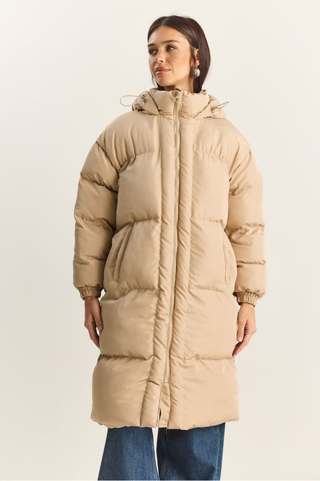 Huvan långärmad puffjacka med fickor - Image 6