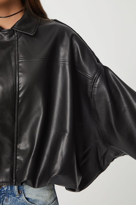 Faux leren bikerjack met ritssluiting - Image 6