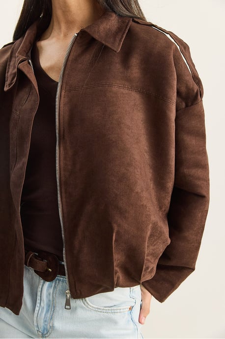 Oversized Faux Suède Jacket - Image 6