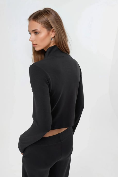 Fitted Knitted Jacket with Zipper Closure - Image 2