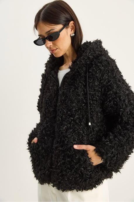 Hooded Plush Coat - Image 3