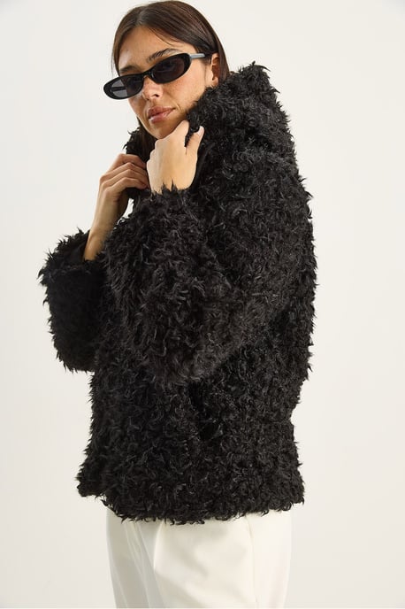 Hooded Plush Coat - Image 4