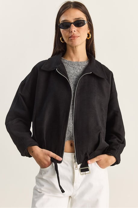 Oversized Faux Suede Jacket - Image 1