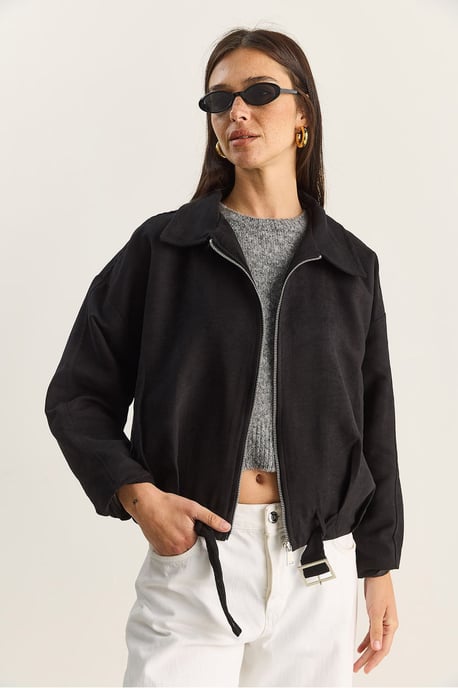 Oversized Faux Suede Jacket - Image 2