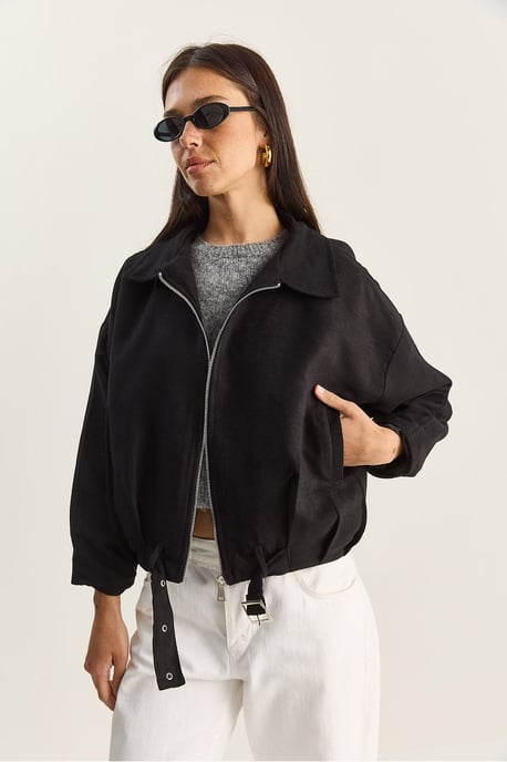 Oversized Faux Suede Jacket - Image 4