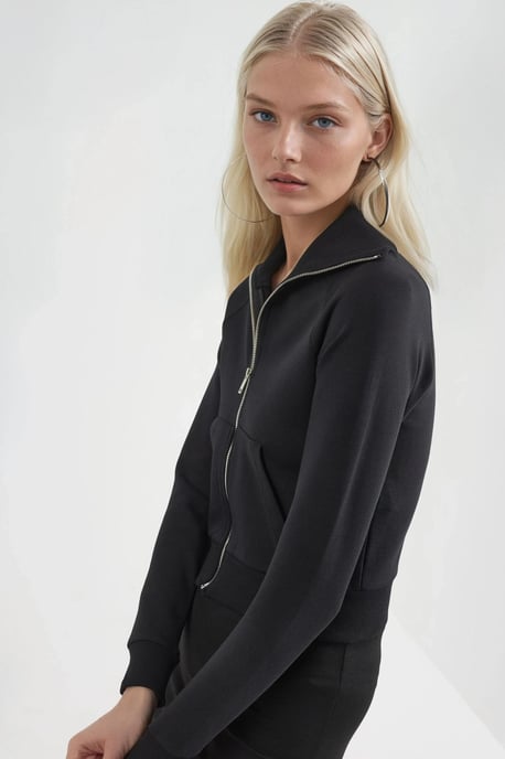 Dragkedjeförsedd bomulljacka med fickor - Image 2